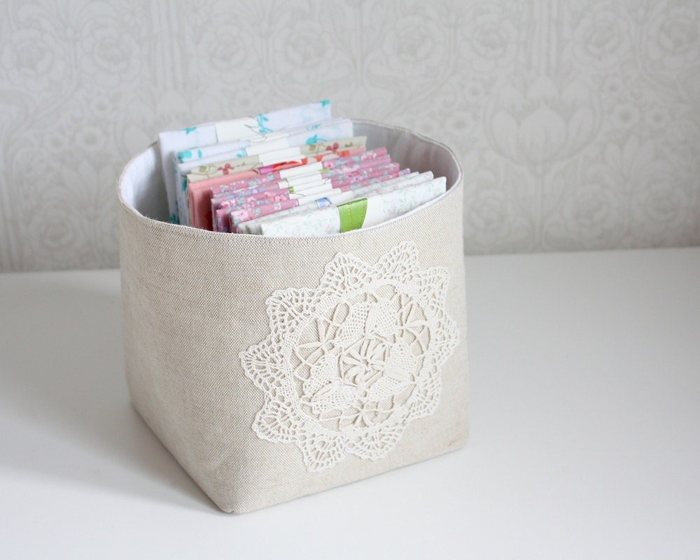 storage bin -linen and lace collection, small