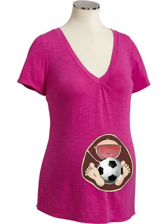 Soccer Baby in Belly Pink Short Sleeve Maternity by feelingartsy