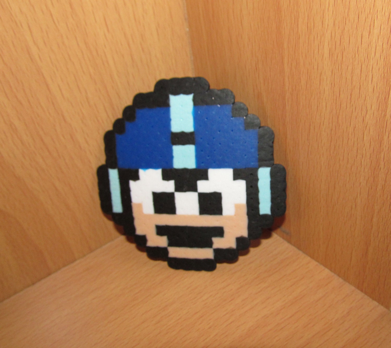 MegaMan Head - Pixel Art - Small Cute Kawaii - NES SNES Classic - magnet, wall hanging, hair clip, pin, holiday ornament