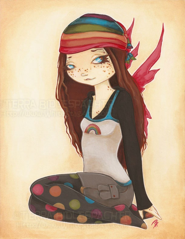 Nell- punky rainbow fairy girl -ACEO PRINT