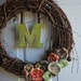 Monogrammed Shabby Chic Rosette Vine Wreath-Green