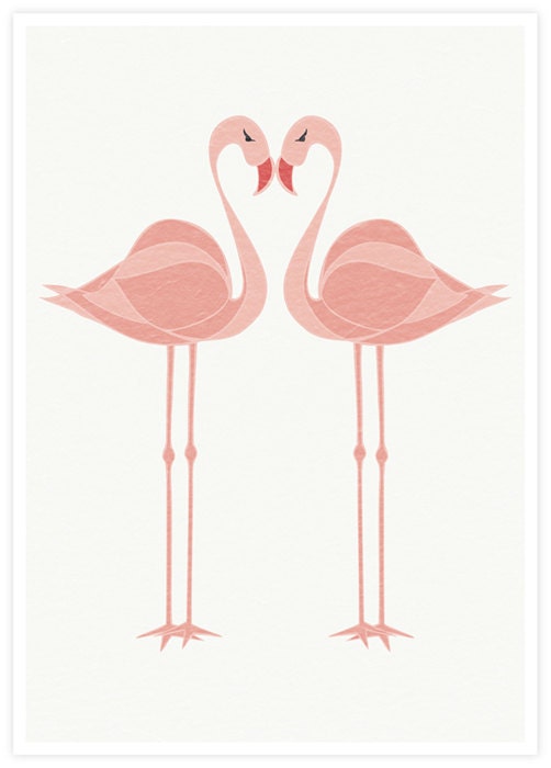 Flamingo Lovebirds Hearted (Bird art, Tropical bird, Pink, Love, Flamingo Pink, Free Spirit, Sophisticated )