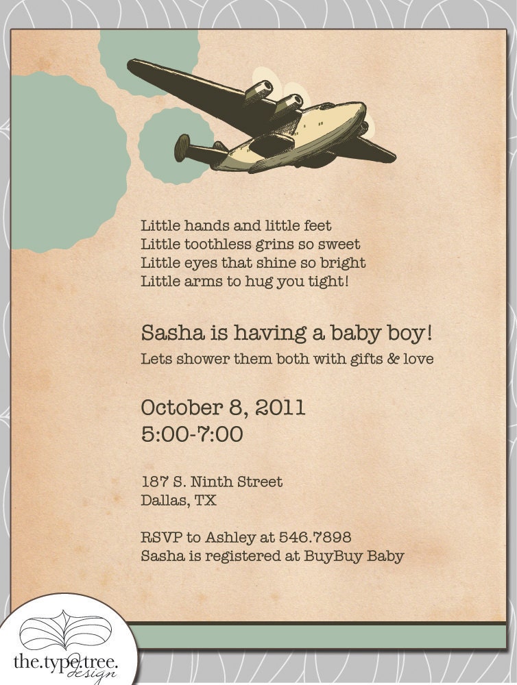 Baby Shower Invitation Vintage Airplanes - DIY Printable PDF File