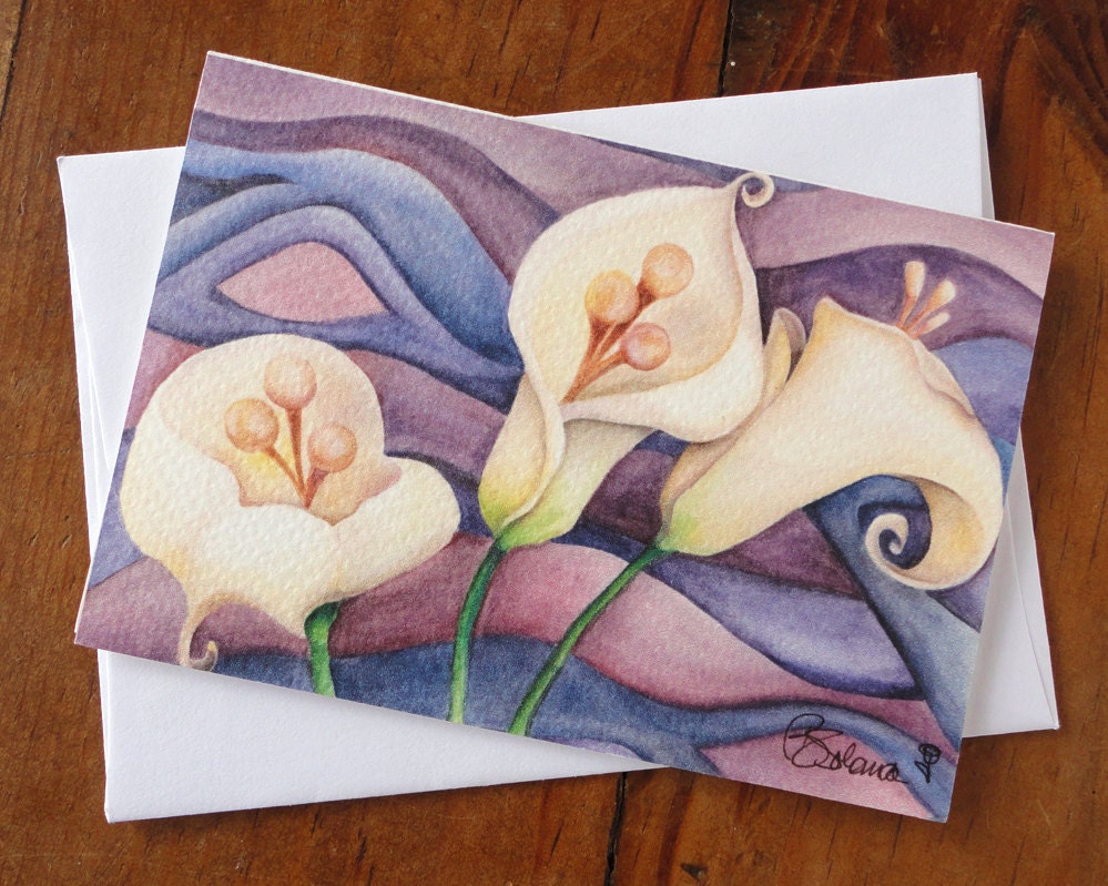 calla lilies card set, flower notecards, watercolor card