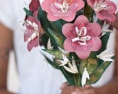 Paper Wedding Bouquet - Red and White Flowers