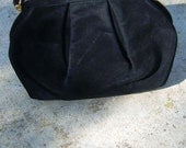 vintage Black Suede Fabric Handbag