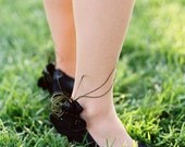 Stunning Black Shoe Clips. Peacock Flue Strand Beads, Summer Spring Holidays Gift Under 40, Feminine Sophisticated Couture, Noir Goth Gothic