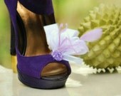 Stylish Shoe Clips White - Lavender / Ivory / Black Loops & Beads or Pearl. Bride Bridal Party Bridesmaid, Shoe Lover Gift, Summer Holidays