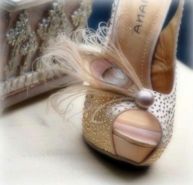 Pearl & Champagne Shoe Clips. Big Day Gift, Elegant Couture Statement, Boudoir Bride Bridal Bridesmaid MOH, Golden Gold Tan Beige Nude