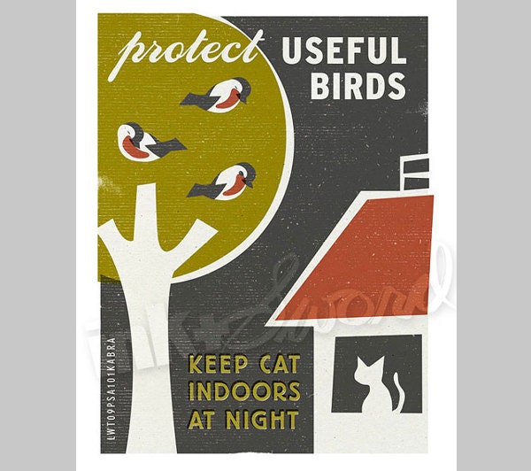 Original Illustration - Protect Useful Birds - Pet Care Art - 8x10 Print