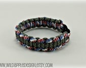 Paracord Bracelet 550 - ACU and Red,White,Blue Camo