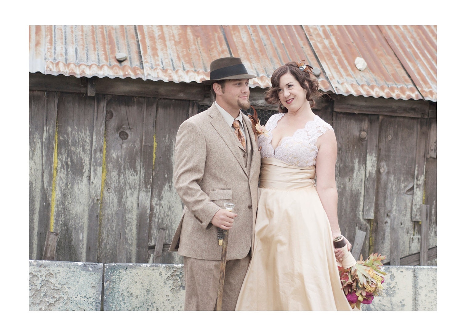 Tea Length Wedding Dress - Lace Bodice with Covered Buttons