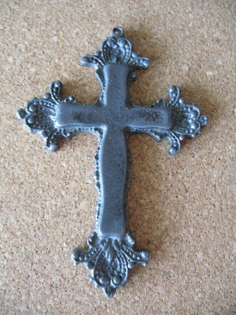 Vintage Gothic Pewter Cross Pendant