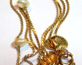 vintage gold tone shell double stranded bracelet