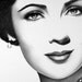 Elizabeth Taylor Pencil Drawing Fine Art Print Classic Hollywood Vintage Glamour 8x11" Signed by Artist
