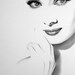 Audrey Hepburn Original Pencil Drawing Minimalism Fine Art Portrait Glamour Beauty Classic Hollywood 1950s