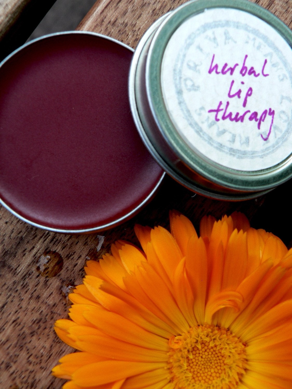 Herbal Lip Therapy - Organic, Botanically Colored Pink Super-Nourishing Lip Balm (1/2 oz screwtop tin)