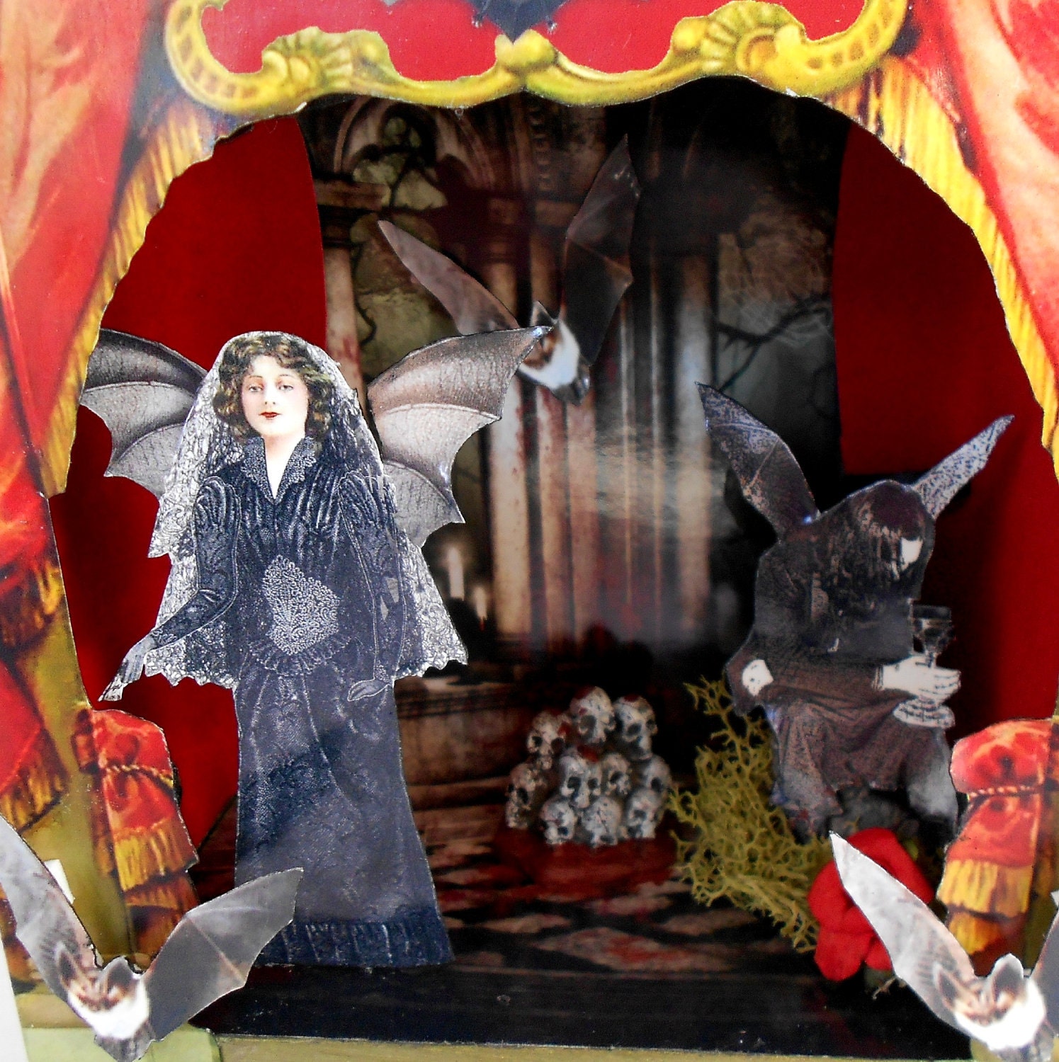 Gothic Shadow Box - Victorian Vampire - Theater Shadow Box