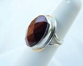 oxblood red tiger eye gemstone ring - bezel set ring - sterling silver ring - statement ring - size 6.5 - Leoben