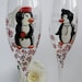Hand painted Wedding Toasting Flutes Set of 2 Personalized Champagne glasses Penguins