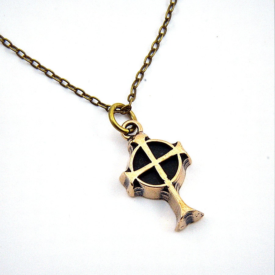 Cross Necklace solid bronze pendant cross