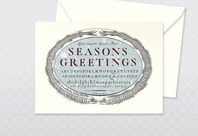 Vintage Fish Calligraphy Sampler - Letterpress Holiday Cards (set of 8)