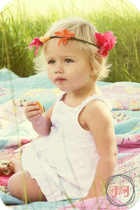Fabric Flower Coral Crown