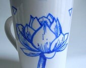Mug with Original Drawing -  Lotus Flower with triangles
