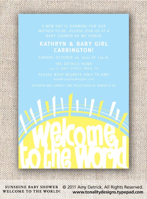 Baby Shower Invitation: Welcome Sunshine, Gender Neutral (DIY Printable PDF Invite)