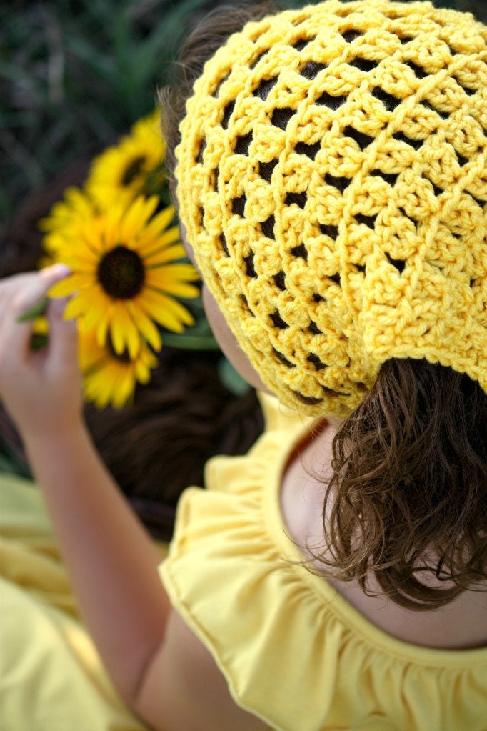 Crochet Kerchief Yellow Hair Accessory for Tweens Teens Headband Alternative Boho Hair Accessories