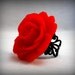 Red Rose Ring on Black filigree Gothic Wedding Jewelry