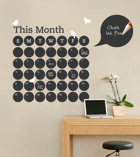 Daily Dot Chalkboard Wall Calendar - Vinyl Wall Decal