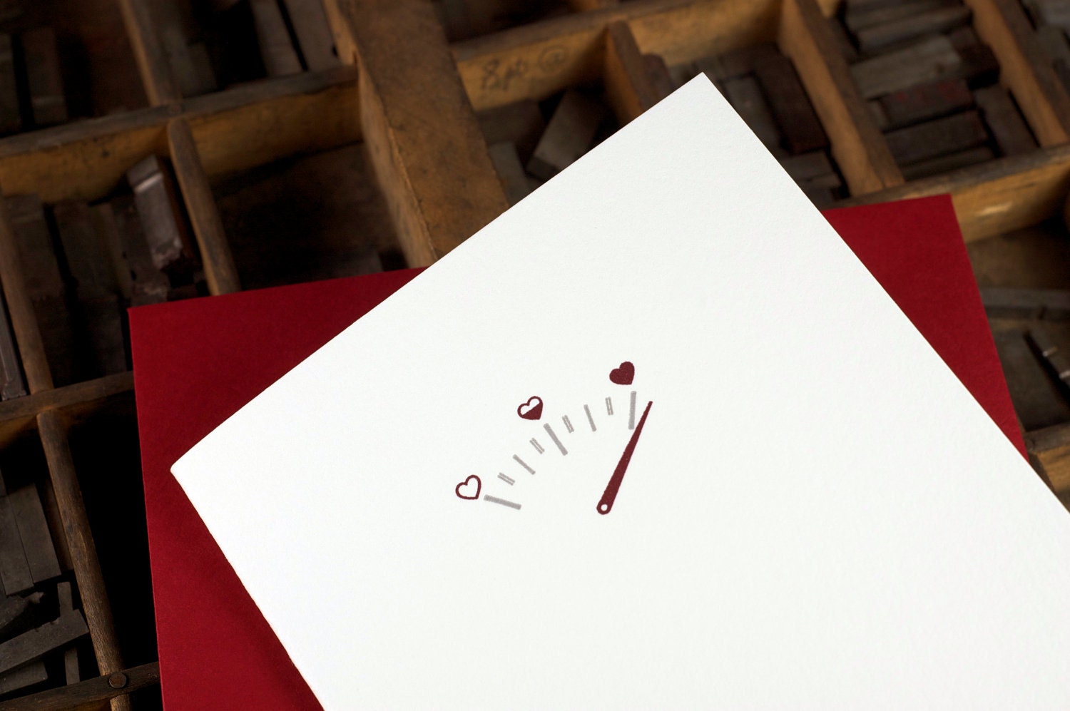 Heart-o-meter Letterpress card by The Permanent Collection