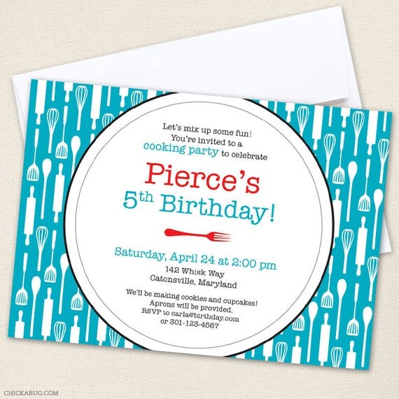 Cooking party invitations - Professionally printed - Printable file also available Il_570xn