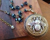 RESERVED bee mine.  victorian steampunk locket necklace.