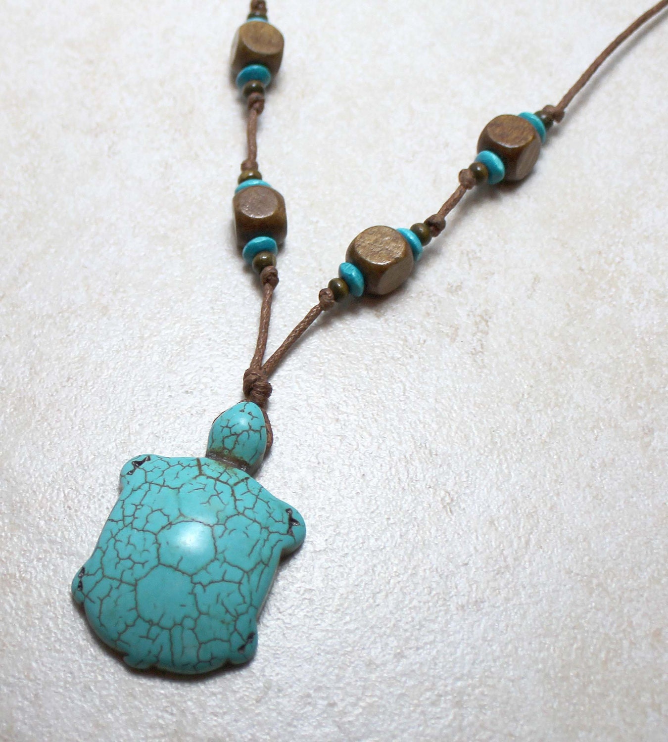 Turtle Nursing Necklace in Calming Turquoise Howlite Breastfeeding Baby Wearing