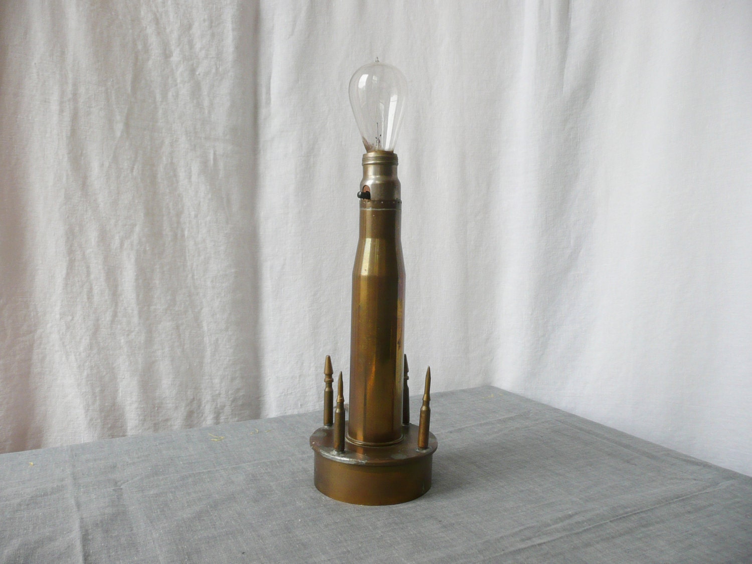 Lamp -- Trench Art -- WWII Brass Shell Casings -- 1940s