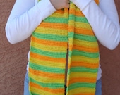Super Long Scarf in Citrus Stripe - Lime Green, Lemon Yellow, Mango Orange Striped Scarf for Men or Women - Hoooked Super Long Scarves