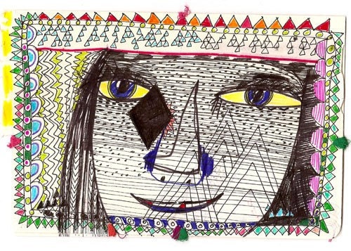 Snail Mail Handmade Original Contemporary Fine Art Postcard - Untitled, artwork by Rina Miriam Drescher