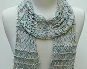 Cotton Scarf- Hand Knit/  Rose,  Gray, Sea Green, Mauve, Gray