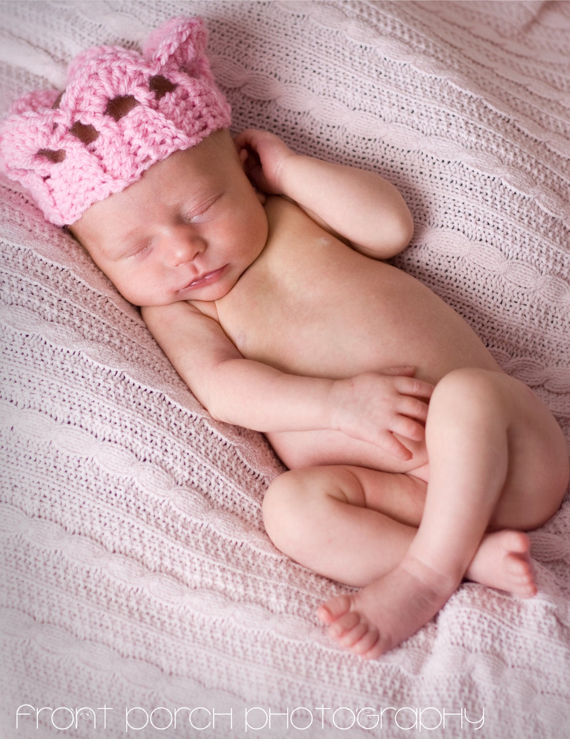 Pink Baby Crown, Photography Prop Crocheted for Princess Girls