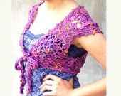 Hand crocheted Lace Bolero Orchid Pink Shrug