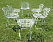 Six Vintage Knoll Bertoia Chairs dining side chairs  Mid Century Modern Furniture Eames Era Chairs
