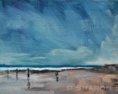 Beach Rain - Carpinteria Rincon Beach Painting - 6x12