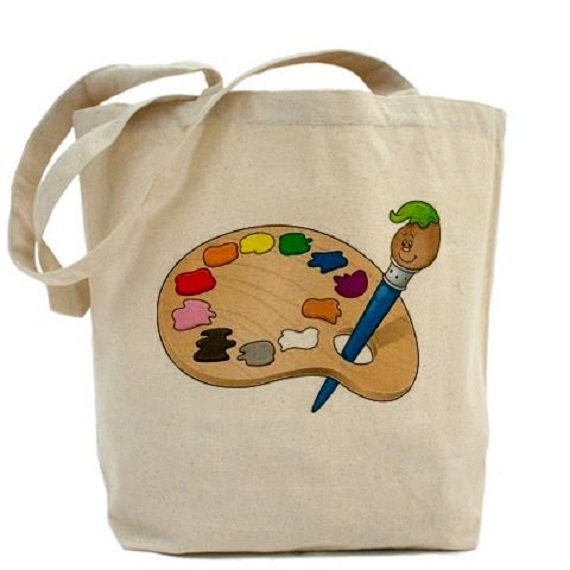 PAINT Palette - Cotton Canvas Tote Bag - KIDS - CRAFT Bag - Gift Bag