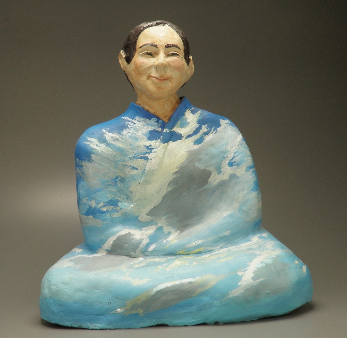 Ceramic Buddha Sculpture In Meditation, Yoga Art Sky Robe Painting, Garden Art SALE