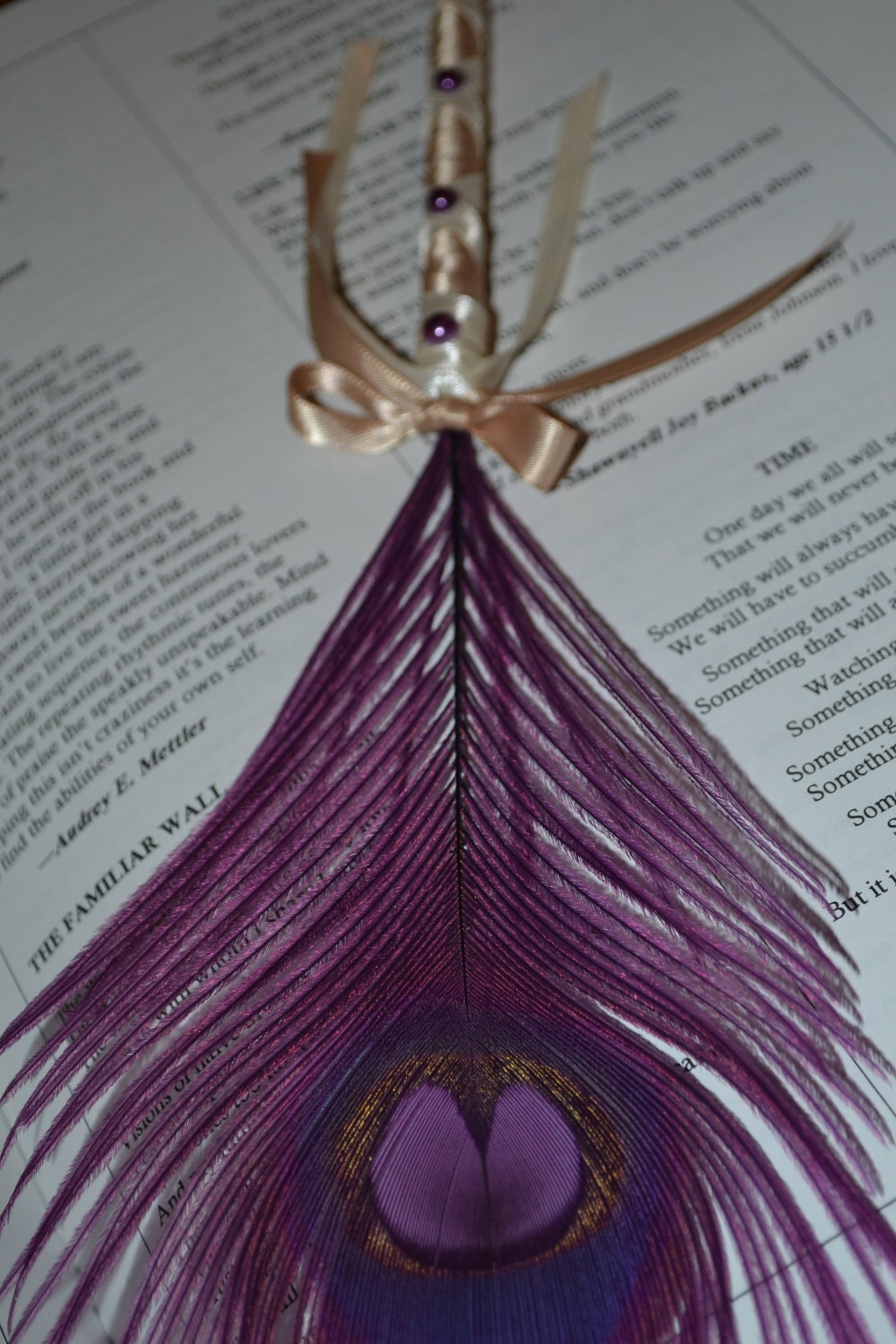 Peacock Feather Pen - Purple Wedding Guest Book Pen - Bridal Accessories