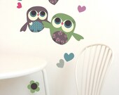 Children Wall Decals Owls Fabric Wall Sticker (not vinyl), Mini