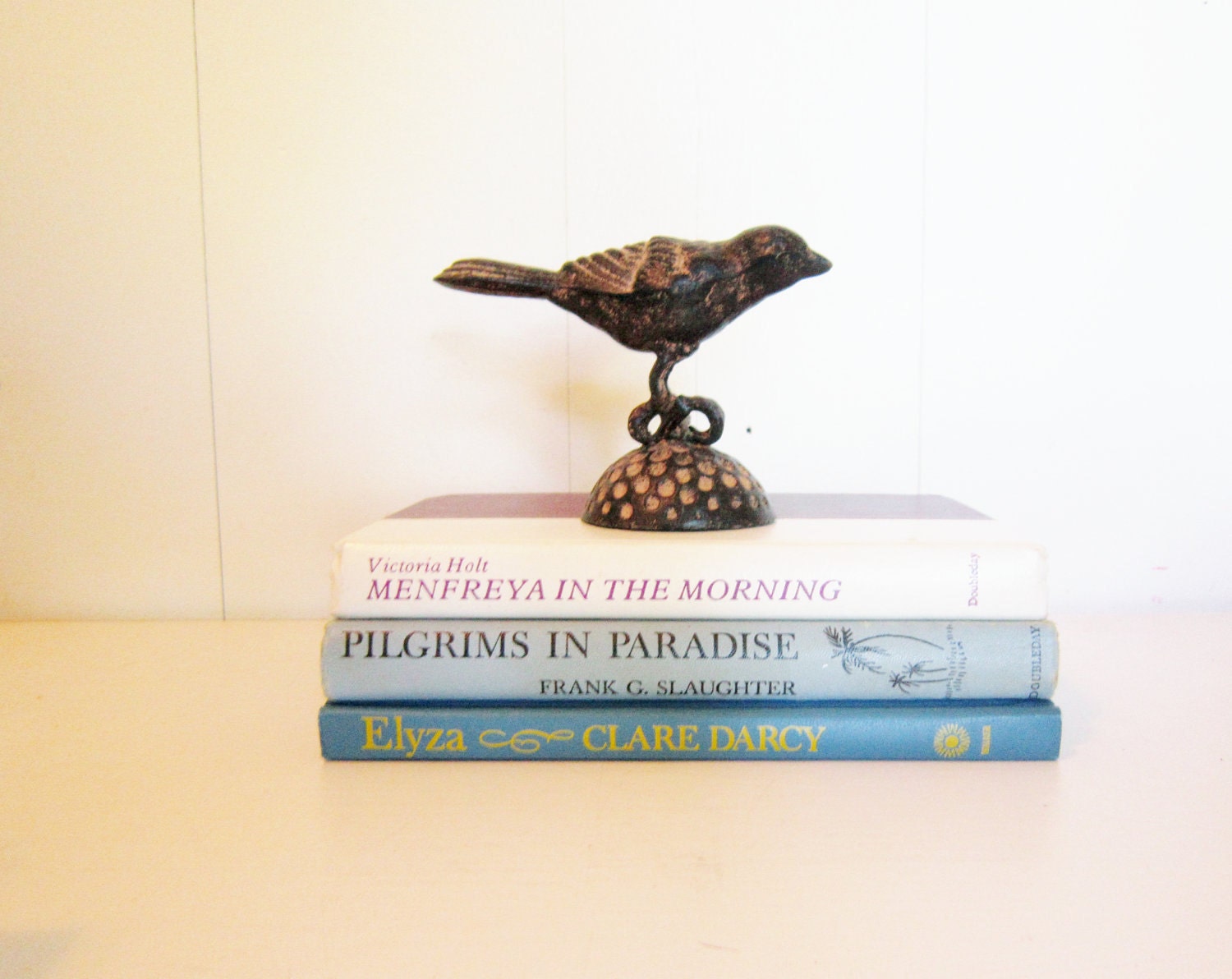 Vintage book decor collection multi color blue white Instant library / paradise