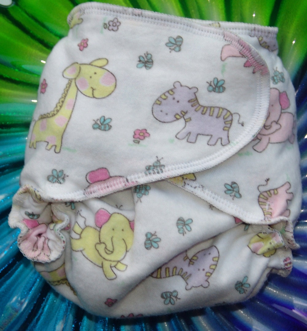 One Size Fitted Cloth Diaper Very Baby Cotton Flannel No Snaps Package-Zoo